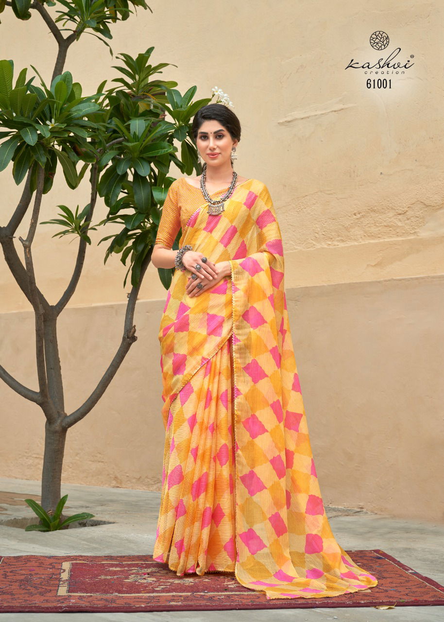Kashvi Tanishq Fancy Printed Designer Chiffon Ethnic Wear Saree Collection 